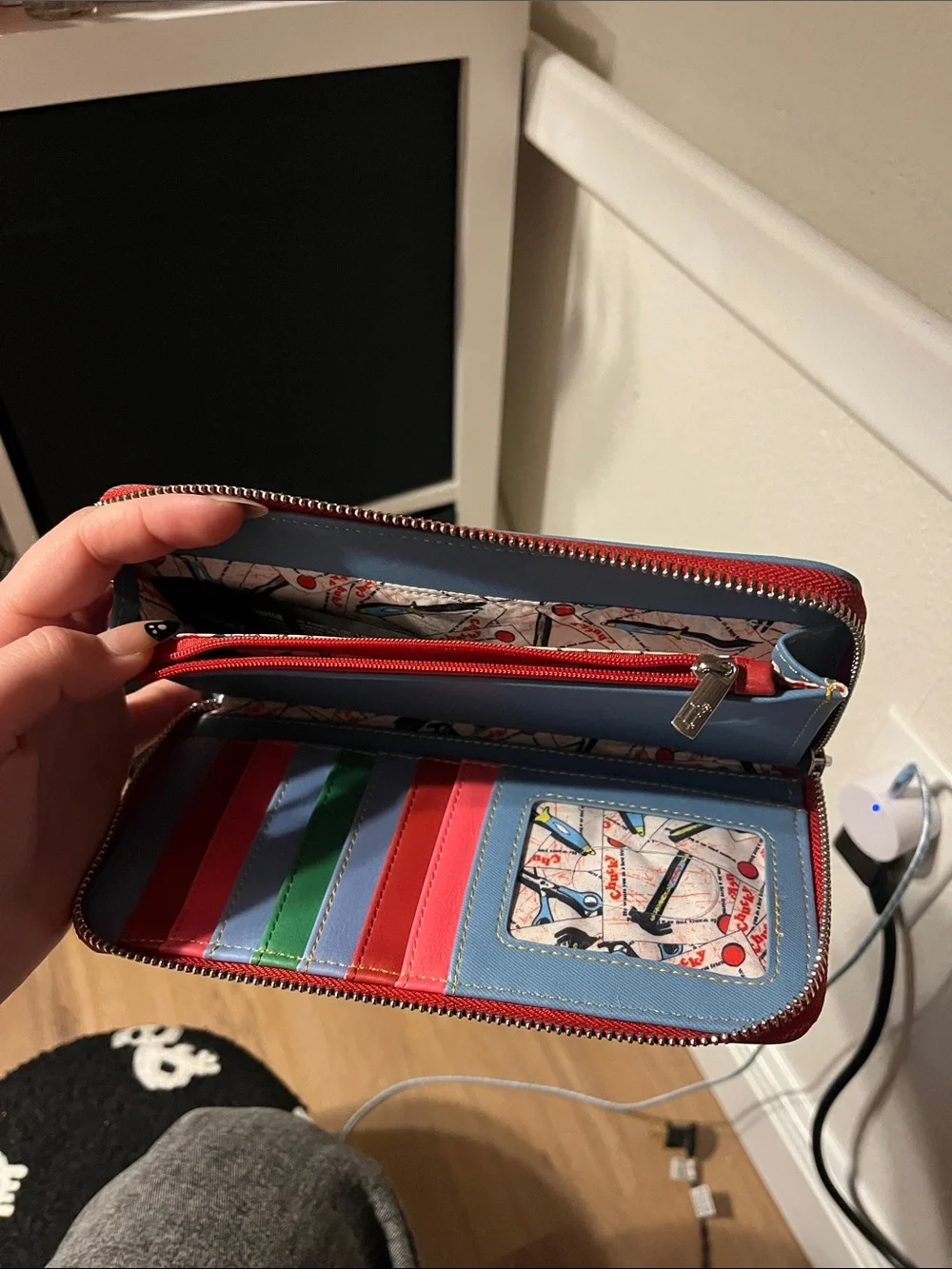 Loungefly Blue Red Striped 'Good Guys' Zip Wallet